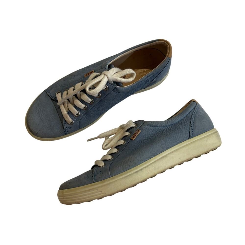 Ecco Soft 7 Walking Sneakers Shoes Light Blue Leather Danish Womens Size 38 US 7
